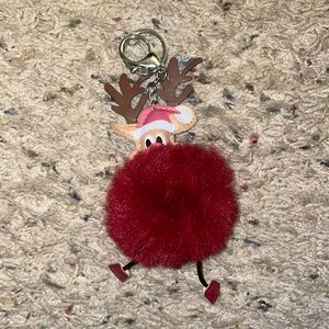 Reindeer puffball keychain